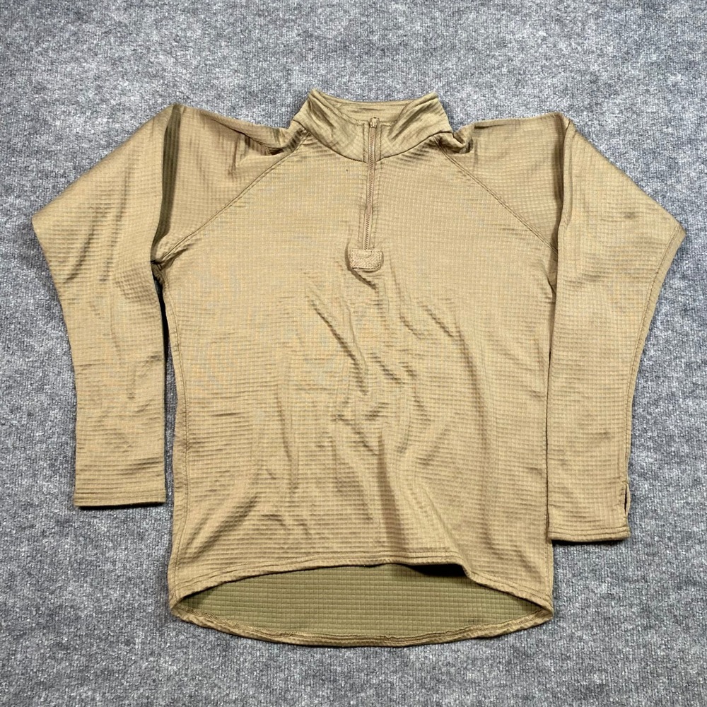 A.O.S. Tactical Atheros Men Large Coyote Brown Grid Fleece Quarter Zip Pullover